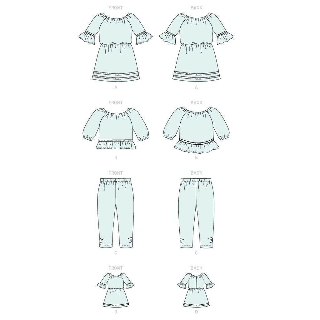 KWIK-SEW PATTERNS Kwik Girl's Shirt and Pants and 18" Doll Dress Sewing Patterns