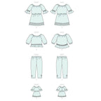 KWIK-SEW PATTERNS Kwik Girl's Shirt and Pants and 18" Doll Dress Sewing Patterns