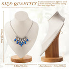 Juexica 3 Pcs Necklace Display Stand Bamboo Jewelry Bust Display Stands Beige