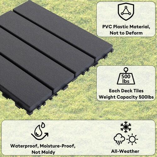 42 Pack Interlocking Deck Tiles, 12"x12"x0.8" Plastic Patio Flooring Outdoor