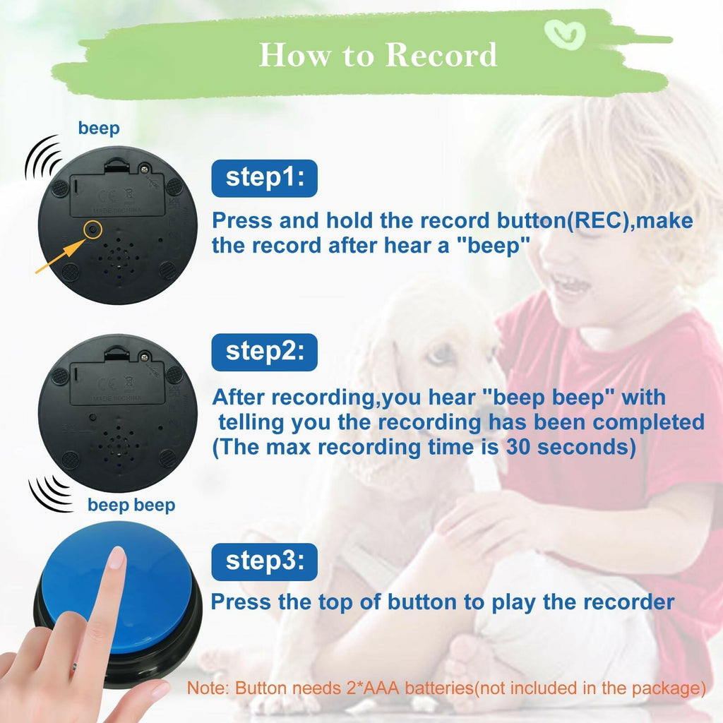 Open Box - Gelabur Set of 4 Dog Buttons for Communication, Voice Recordable