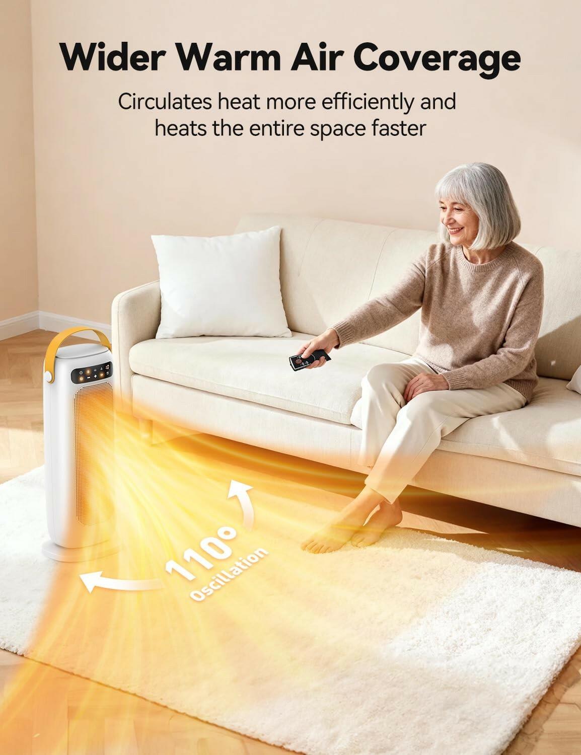 KQPZ Space Heater, 1500W PTC Ceramic Electric Heaters for Indoor Use with