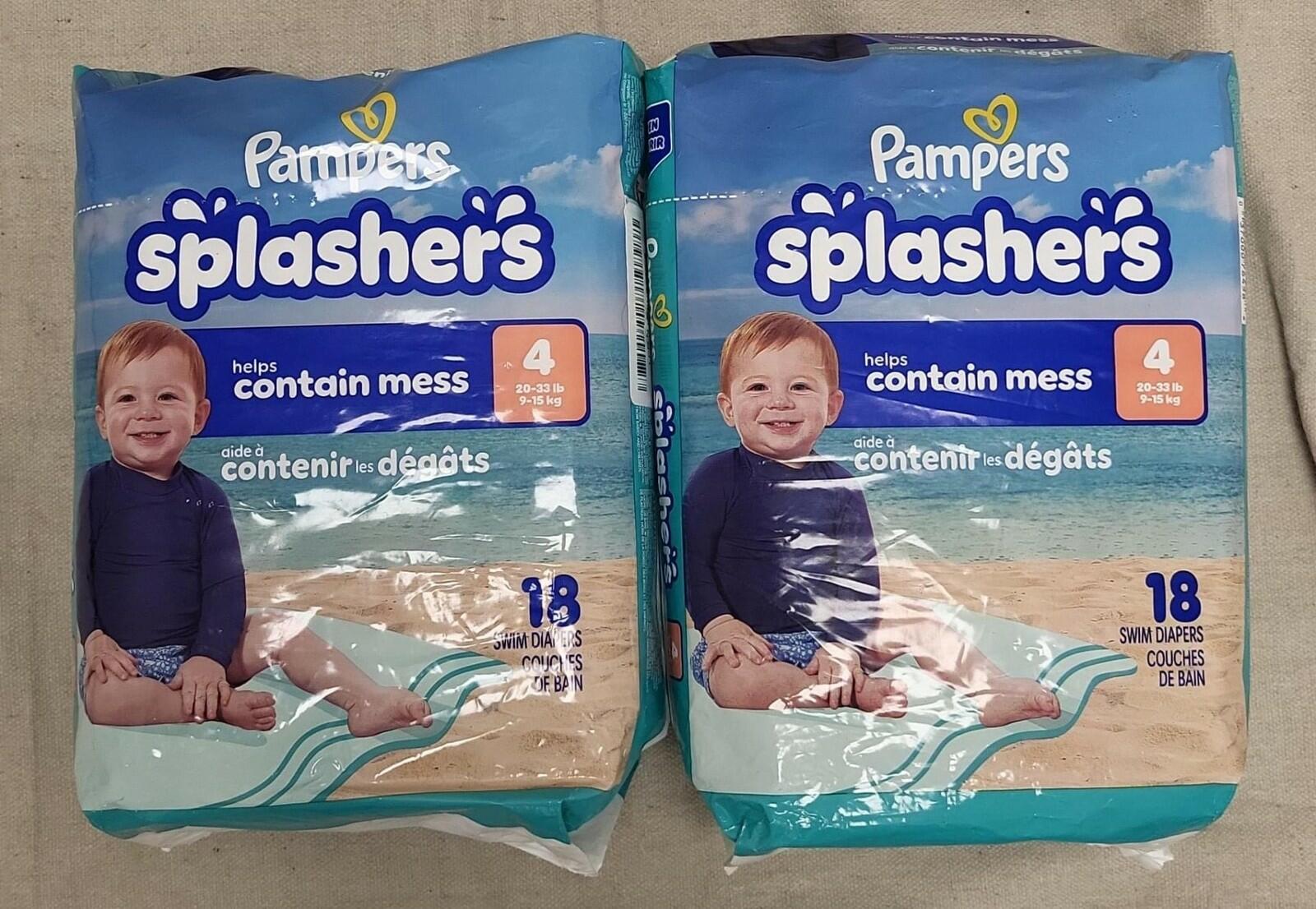 36 Count Pampers Swim Diapers - Splashers - Size 4, Gap-Free Disposable Baby