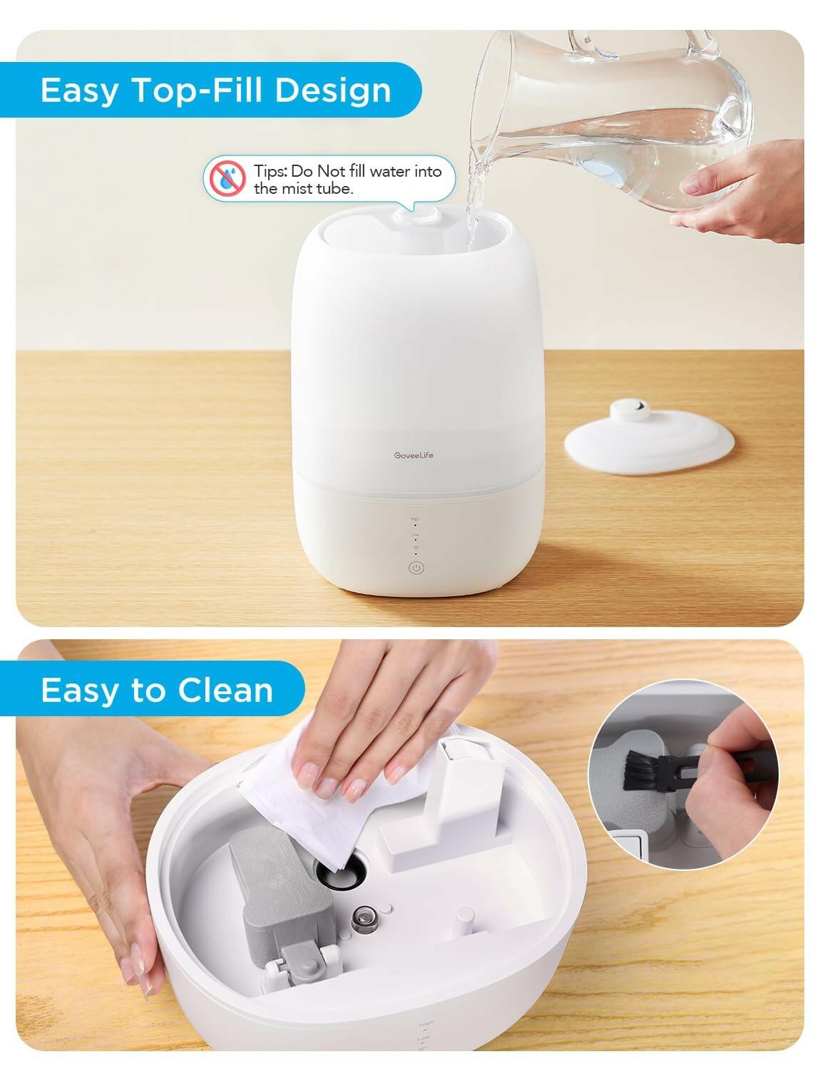 GoveeLife Smart Humidifiers for Bedroom, 3L Top Fill Cool Mist Humidifiers with