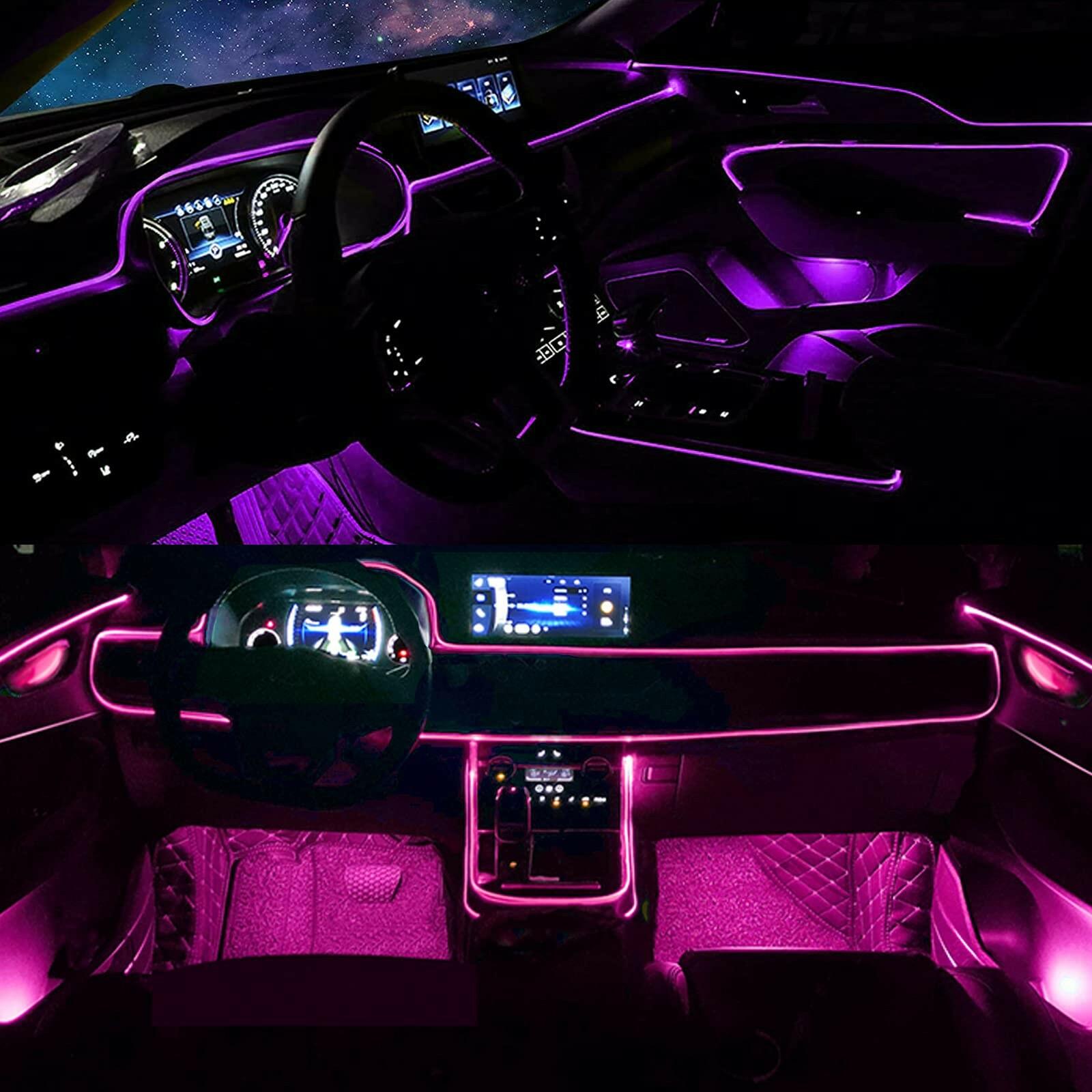 DEHERANE Interior Car LED Strip Lights, RGB 6 in 1 Ambient Lighting Kits with