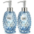 MALACHI Soap Dispenser Set, Crystal-Textured Diamond Glass with Rustproof