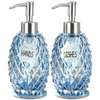 MALACHI Soap Dispenser Set, Crystal-Textured Diamond Glass with Rustproof