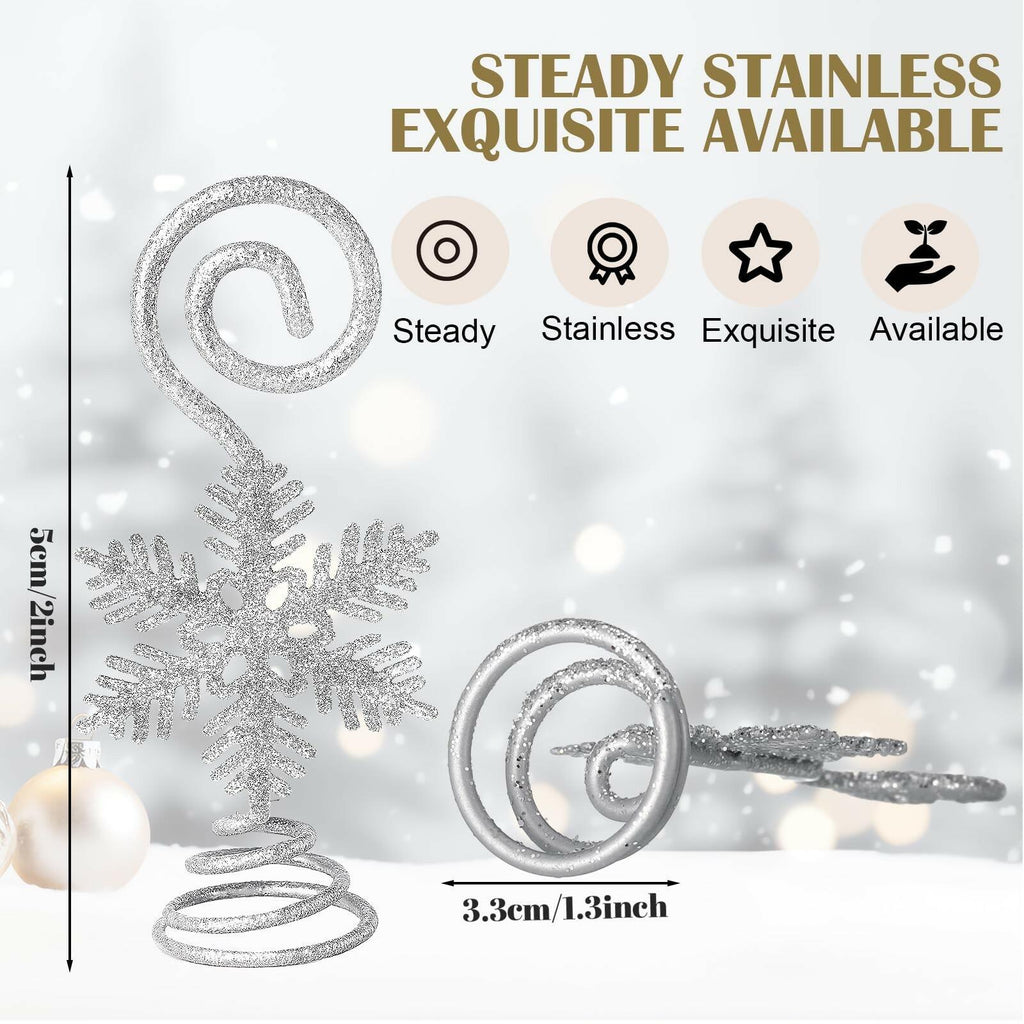 Rtteri 16 Pcs Christmas Picture Display 2 Inch Snowflake Christmas Place Card