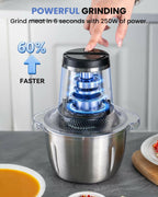 LINKChef Food Processor Small, 6 Cup Food Chopper with Container, 1.5L 250W