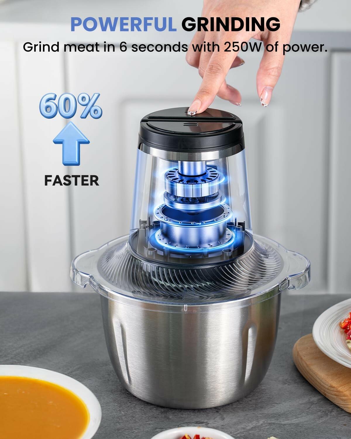 LINKChef Food Processor Small, 6 Cup Food Chopper with Container, 1.5L 250W