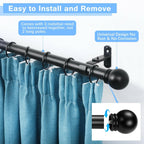 AMZSEVEN Curtain Rods for Windows 16 to 48 Inches, Curtain Rod Max Adjustable