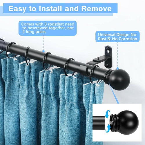 AMZSEVEN Curtain Rods for Windows 16 to 48 Inches, Curtain Rod Max Adjustable