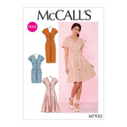 McCall's Women's Short Sleeve Pleated and Button Down Dress Sewing, Sizes 14-22