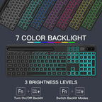 Soueto Wireless Keyboard with 7-Color RGB Backlit, Full-Size Computer Keyboard