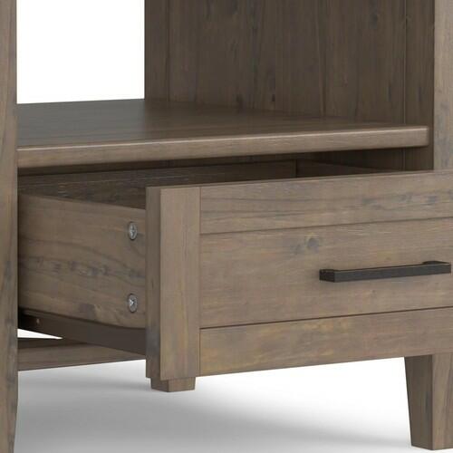 IMPLIHOME Ela End Table 20" Solid Wood Rectangle Transitional Smoky Brown