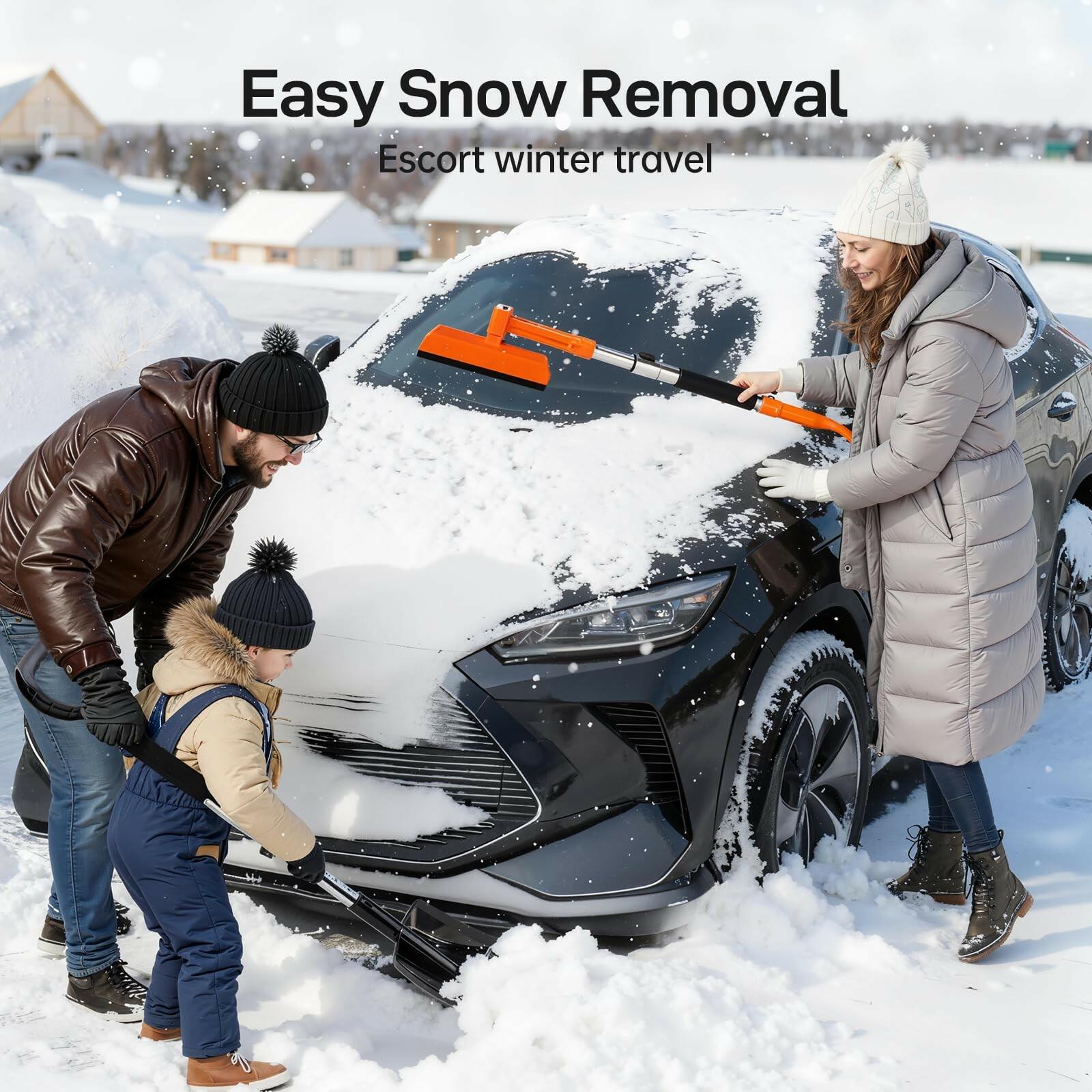 REALYOU 49.2" Car Snow Brush and Ice Scraper for Car Windshield, 3-in-1