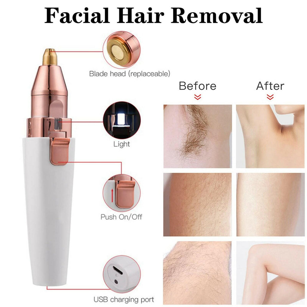 Facial Hair Remover for Women Nose Hair Trimmer Rechargeable 2-1 Eyebrow Razor