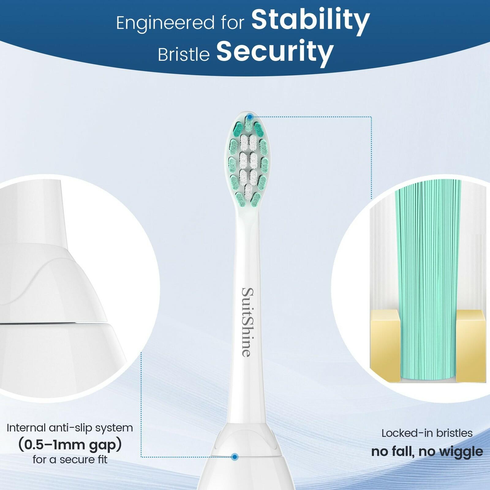 SuitShine Replacement Toothbrush Heads Compatible with Philips Sonicare and More