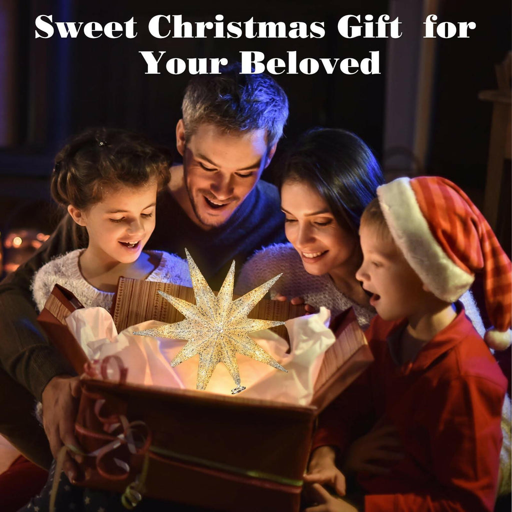 Lewondr Christmas Tree Topper Star, 13inch 10-Point Light Up Xmas Star Treetop