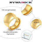 NVWAROCK Gold Wide Statement Band Rings for Women and Men，14K Real Gold Plated