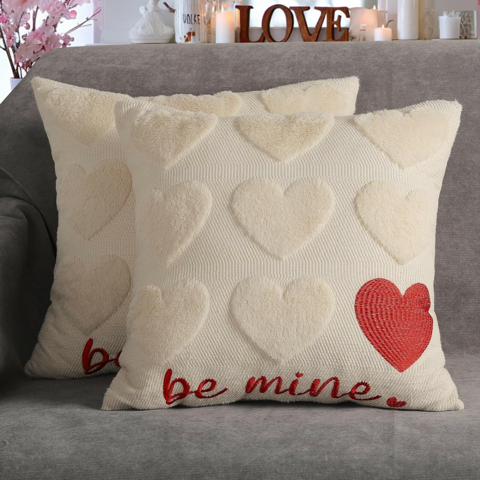 2 PACK 4TH Emotion Be Mine Valentine's Day Decorative Pillow Covers 18x18 inch,