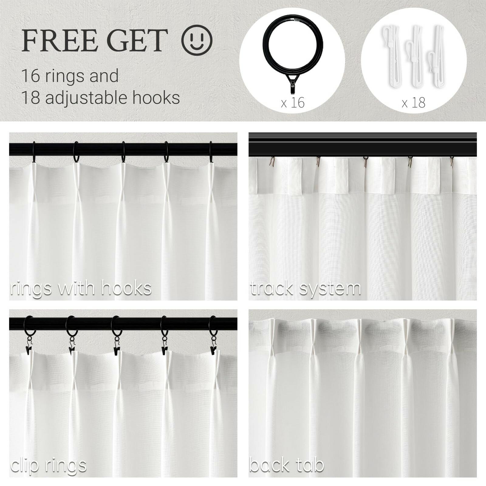 Pinch Pleated Sheer Curtains 84 Inches Long,Light Filtering Semi Sheer White