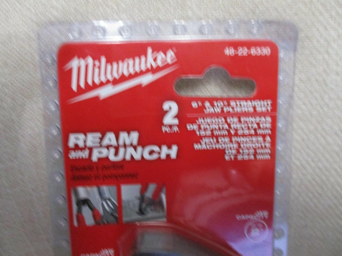 Milwaukee 6" & 10" Ream and Punch Straight Jaw Pliers Set 48-22-6330 New