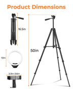 Sensyne 10'' Ring Light with 50'' Extendable Tripod Stand, LED Circle Lights