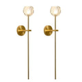 BOKT Gold Crystal Wall Sconce Set of 2 Brass Glass Bedroom Light Fixture