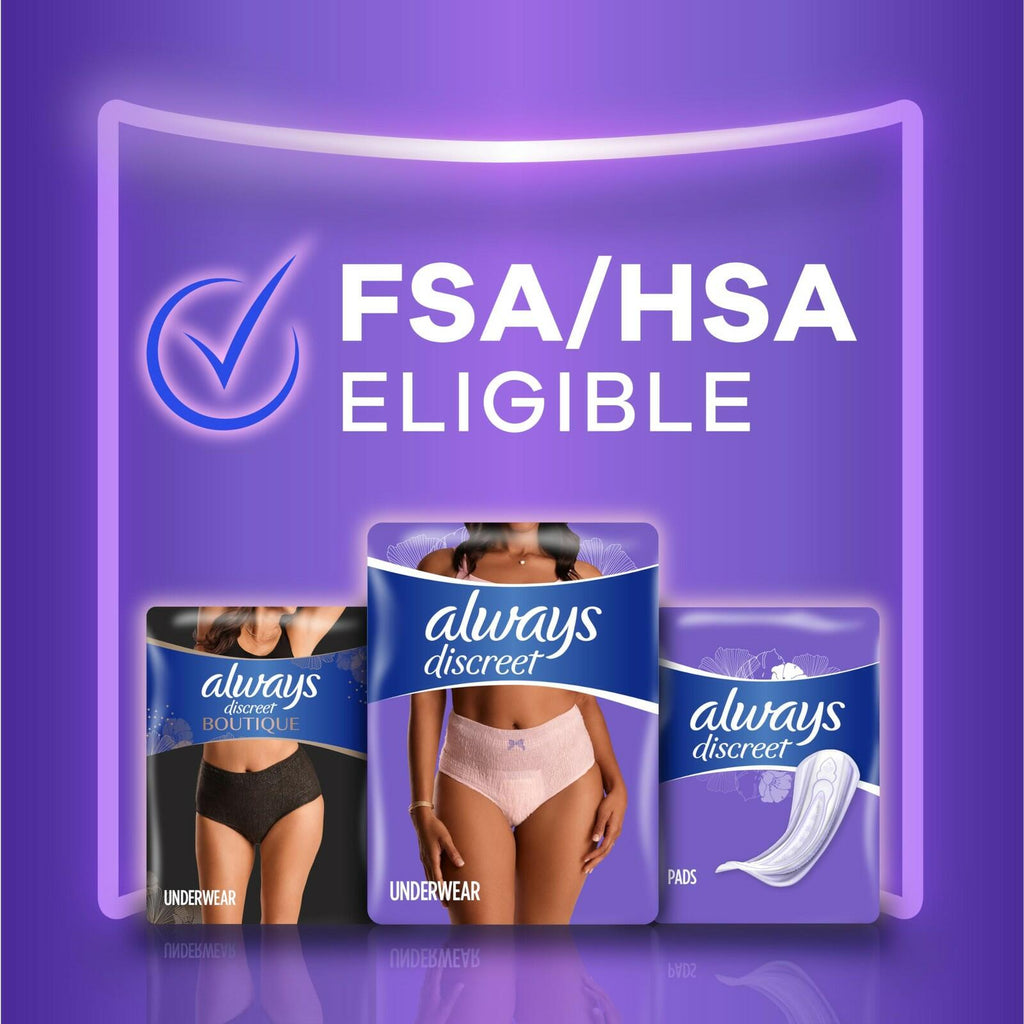 64 Count Always Discreet Adult Incontinence Underwear for Women and Postpartum