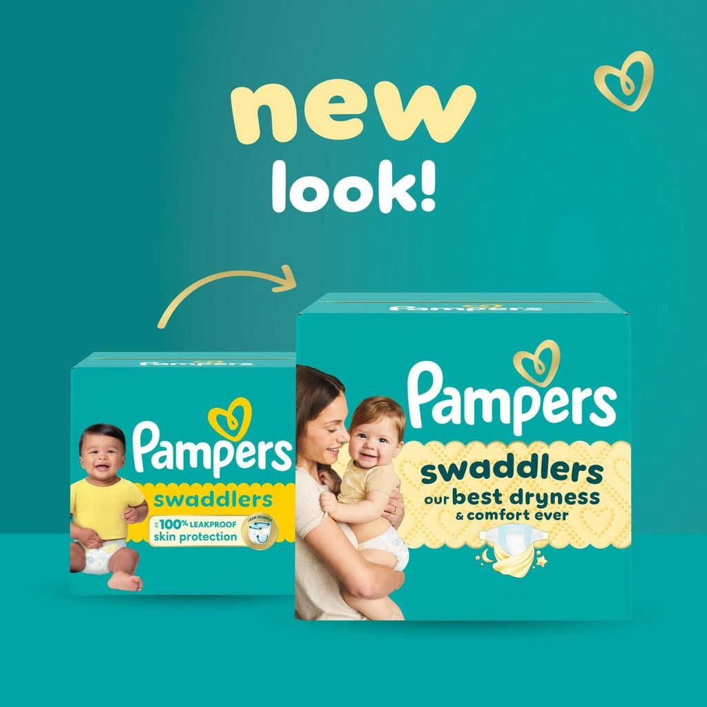 64 Count Pampers Swaddlers Diapers, Size 1 (8-14 lbs), Absorbent, Keeps Baby Dry