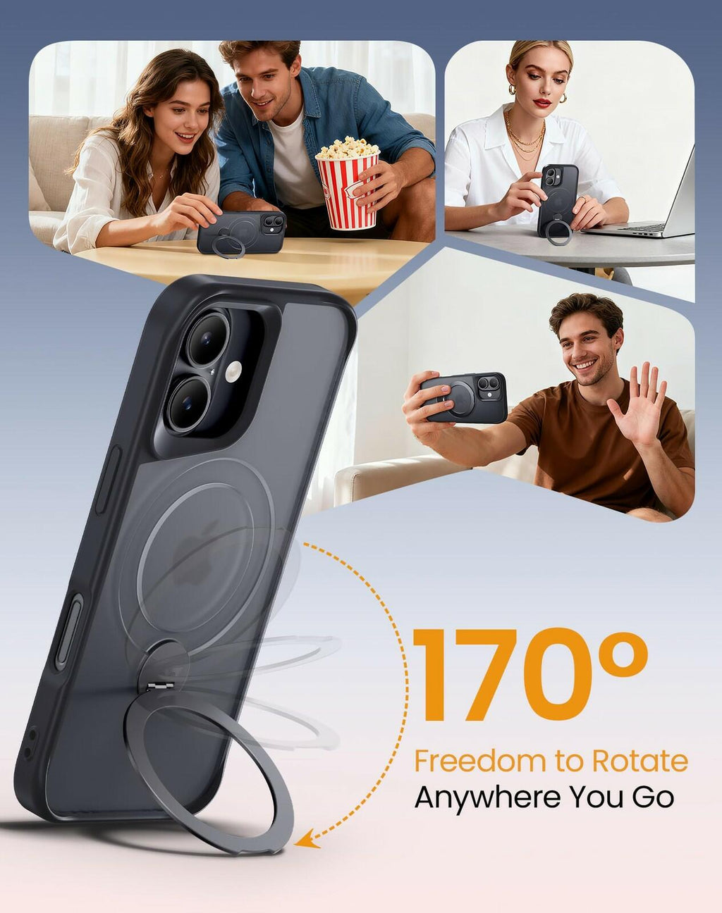 Xitufine Compatible with iPhone 17 Case, with 360° Magnetic Stand [Compatible