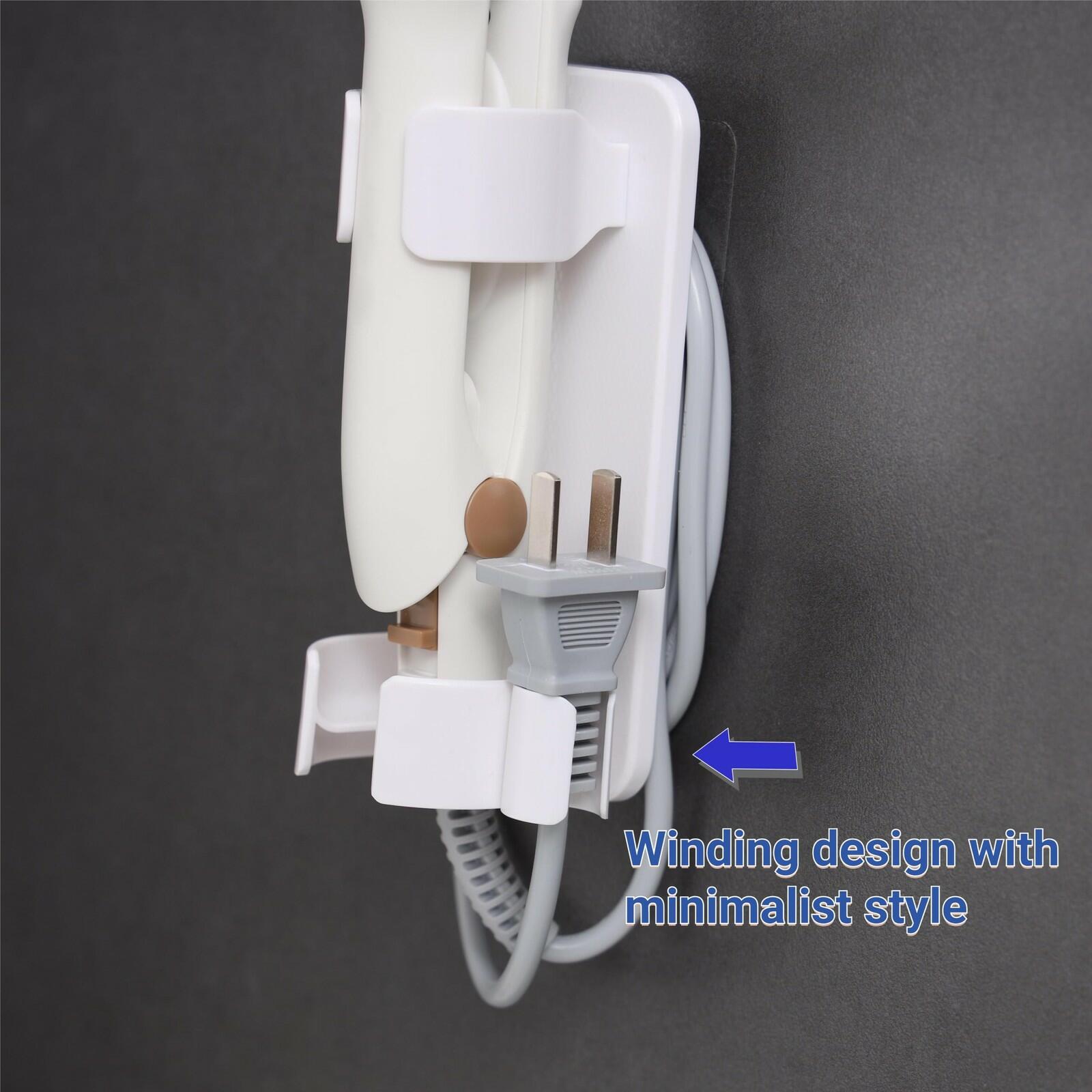 2 Pack Wall Mounted Curling Iron and Hot Tool Organizer: Hair Dryer, Curler, and