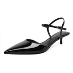 SAMMITOP Womens Black Kitten Heels Closed Pointed Toe Ankle Strap Slingback