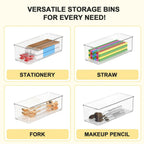 Joymeezo Set of 8 Clear Plastic Storage Bins, 6 Large +2 Small Pantry Organizers