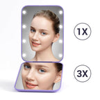 Kintion Pocket Mirror, 1X/3X Magnification LED Compact Travel Makeup Mirror with