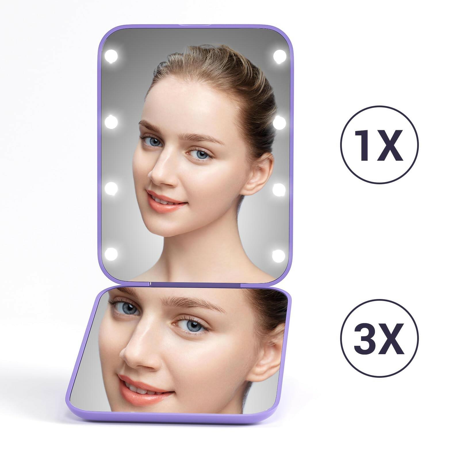 Kintion Pocket Mirror, 1X/3X Magnification LED Compact Travel Makeup Mirror with