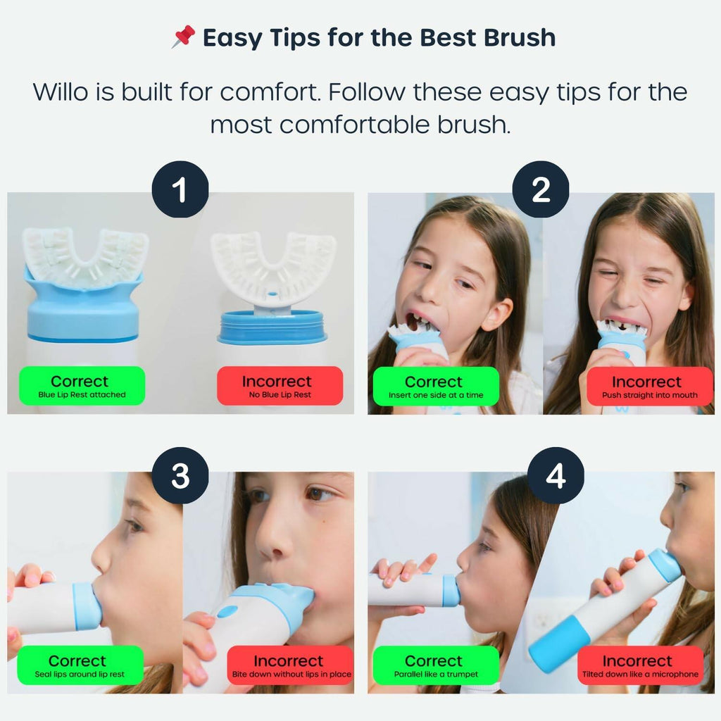 Willo Fully Automatic Kids U-Shaped Electric Toothbrush - 2 Brushing Timers,