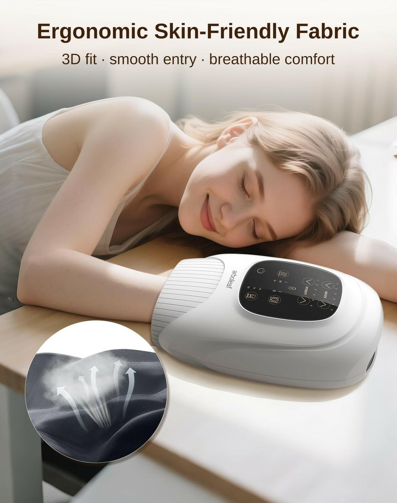 arboleaf Hand Massager with Heat and Compression, for Women Men Mom Dad, 6 Modes