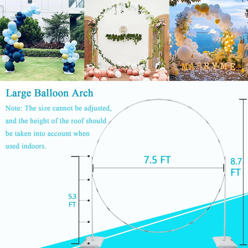 Decojoy Balloon Arch Stand, 7.5ft Large Round Backdrop Frame, Adjustable Half
