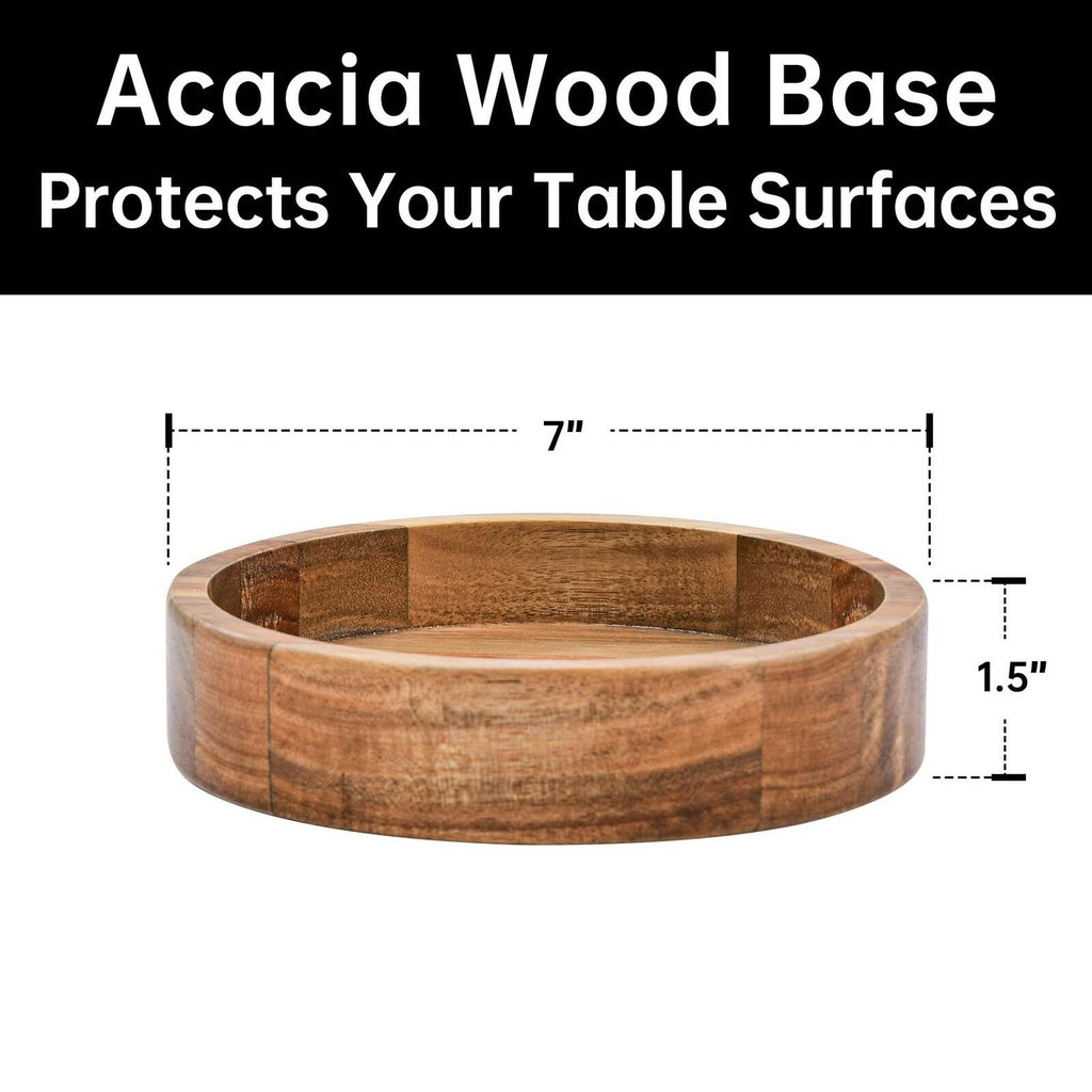 KITEISCAT Extra Large Glass Salad Bowl Set - Party Salad Bowls with Acacia Wood