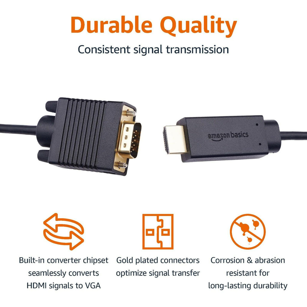 Amazon Basics HDMI (Source) to VGA (Display) Cable (NOT Bidirectional),