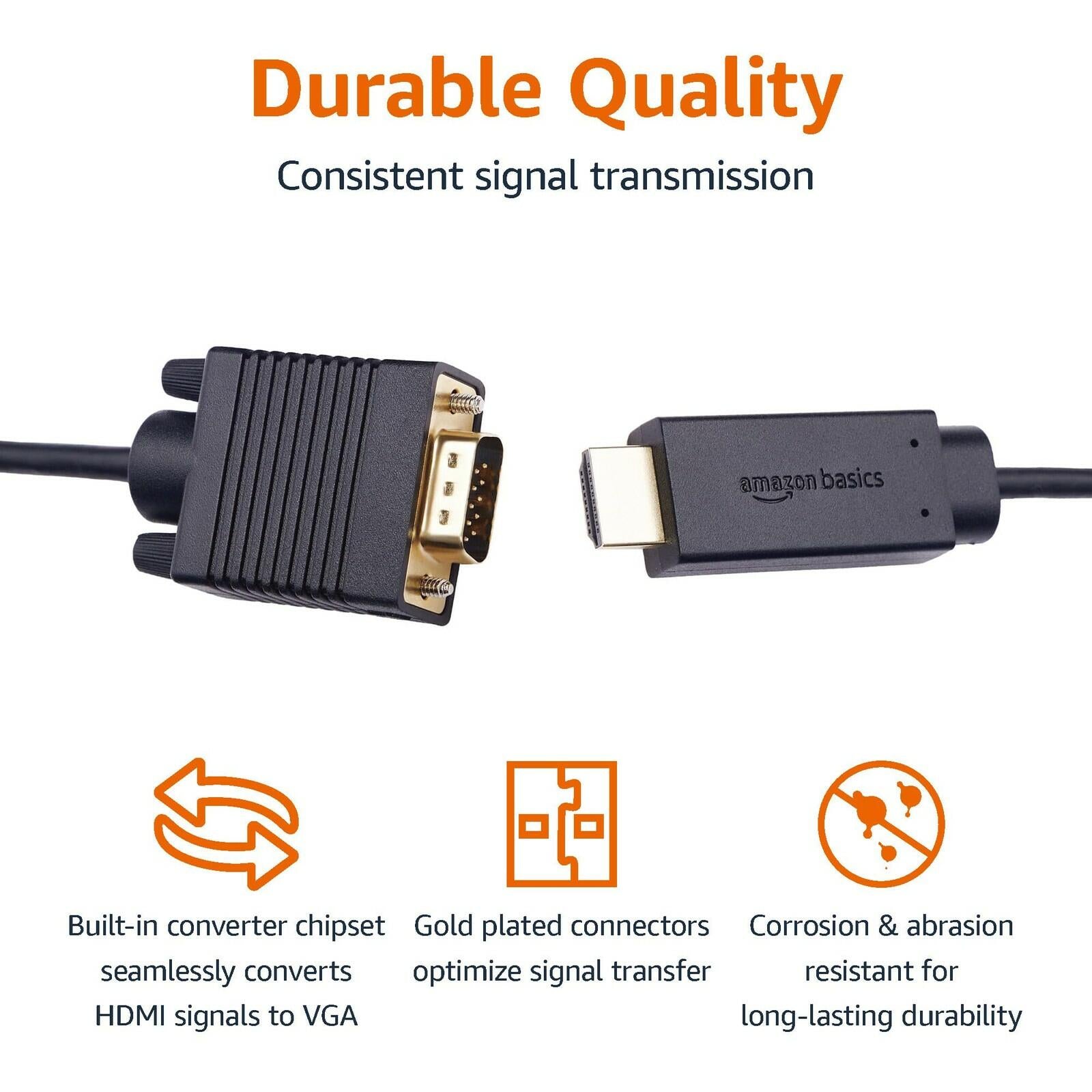 Amazon Basics HDMI (Source) to VGA (Display) Cable (NOT Bidirectional),