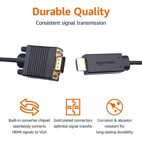 Amazon Basics HDMI (Source) to VGA (Display) Cable (NOT Bidirectional),