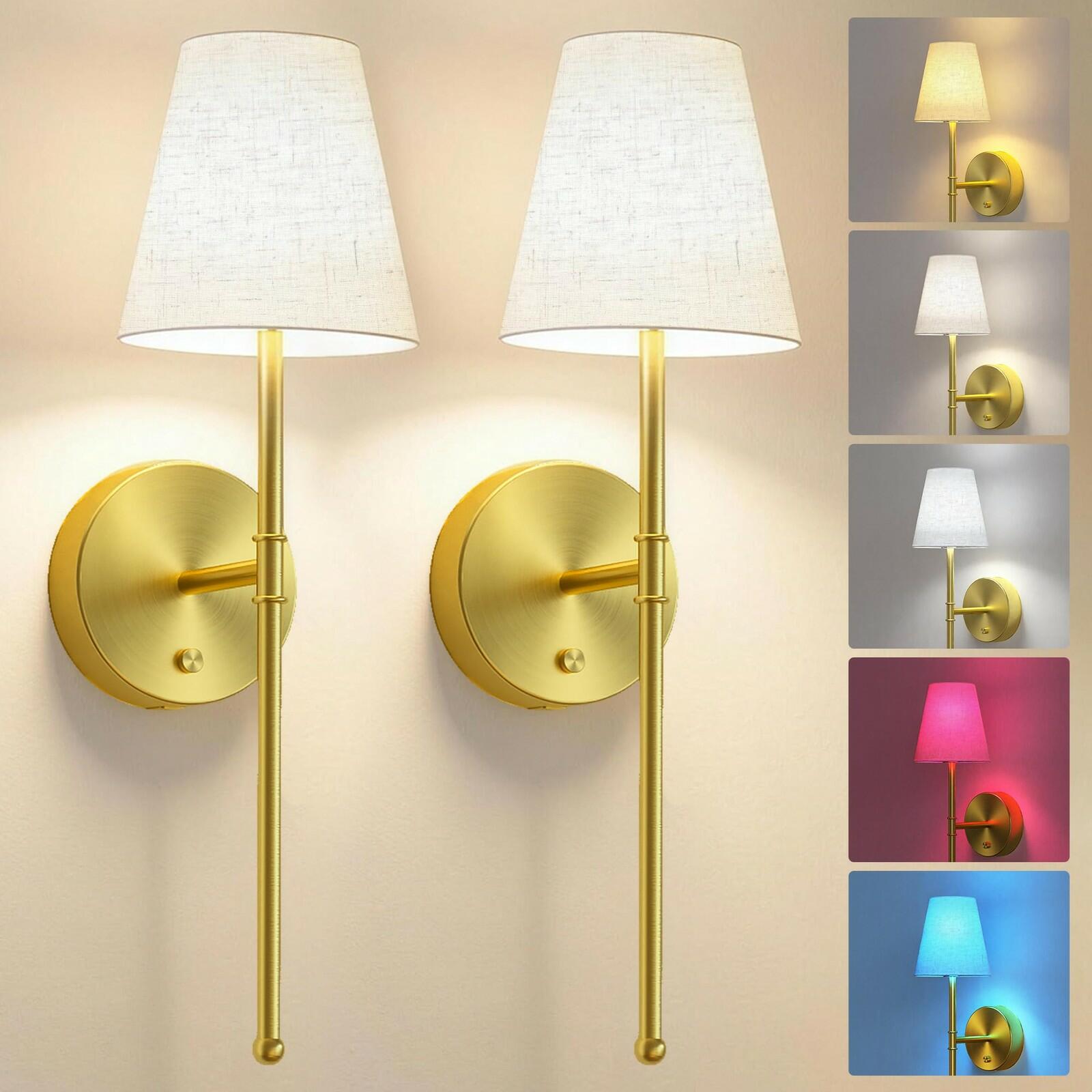 LUTEC Battery Operated Wall Sconce Set of 2,Rechargeable Wall Sconce, 12 Colors