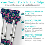 Vive Premium Crutch Pads & Hand Grips - Comfortable, Breathable, Machine