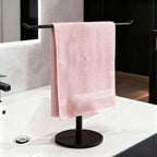 Countertop T-Shaped Stainless Steel Towel Rack, Black Hand Towel Holder with