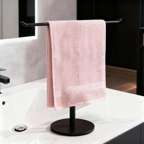 Countertop T-Shaped Stainless Steel Towel Rack, Black Hand Towel Holder with