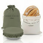 KIBAGA Beautiful Linen Bread Bag Set and Proofing Cover For Homemade Sourdough