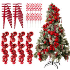 4 Pack 1.8 Feet Christmas Ball Garland Ornaments with 12 Velvet Bows and 12